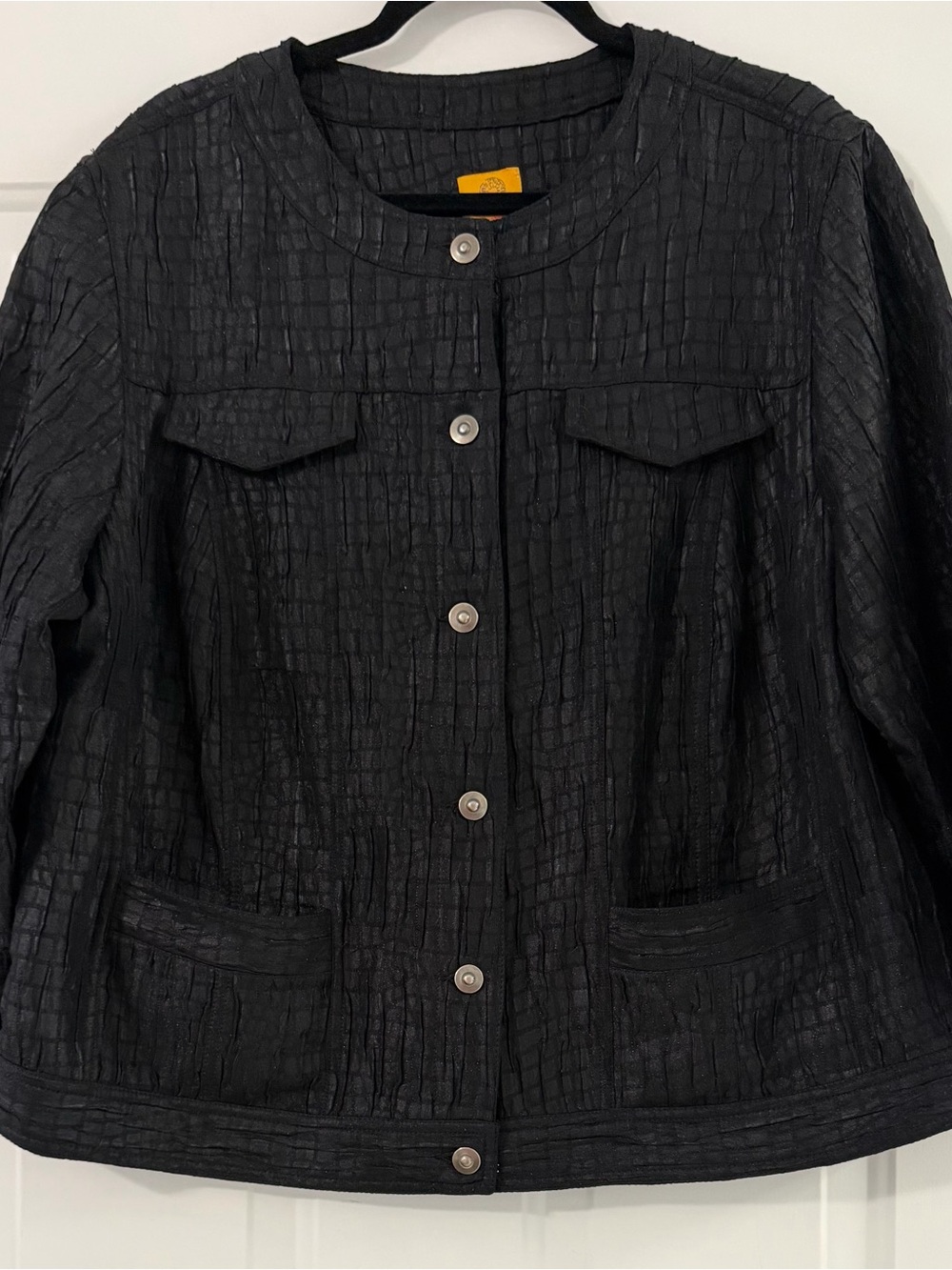 Ruby Rd. Black Textured Button-Front Jean Jacket